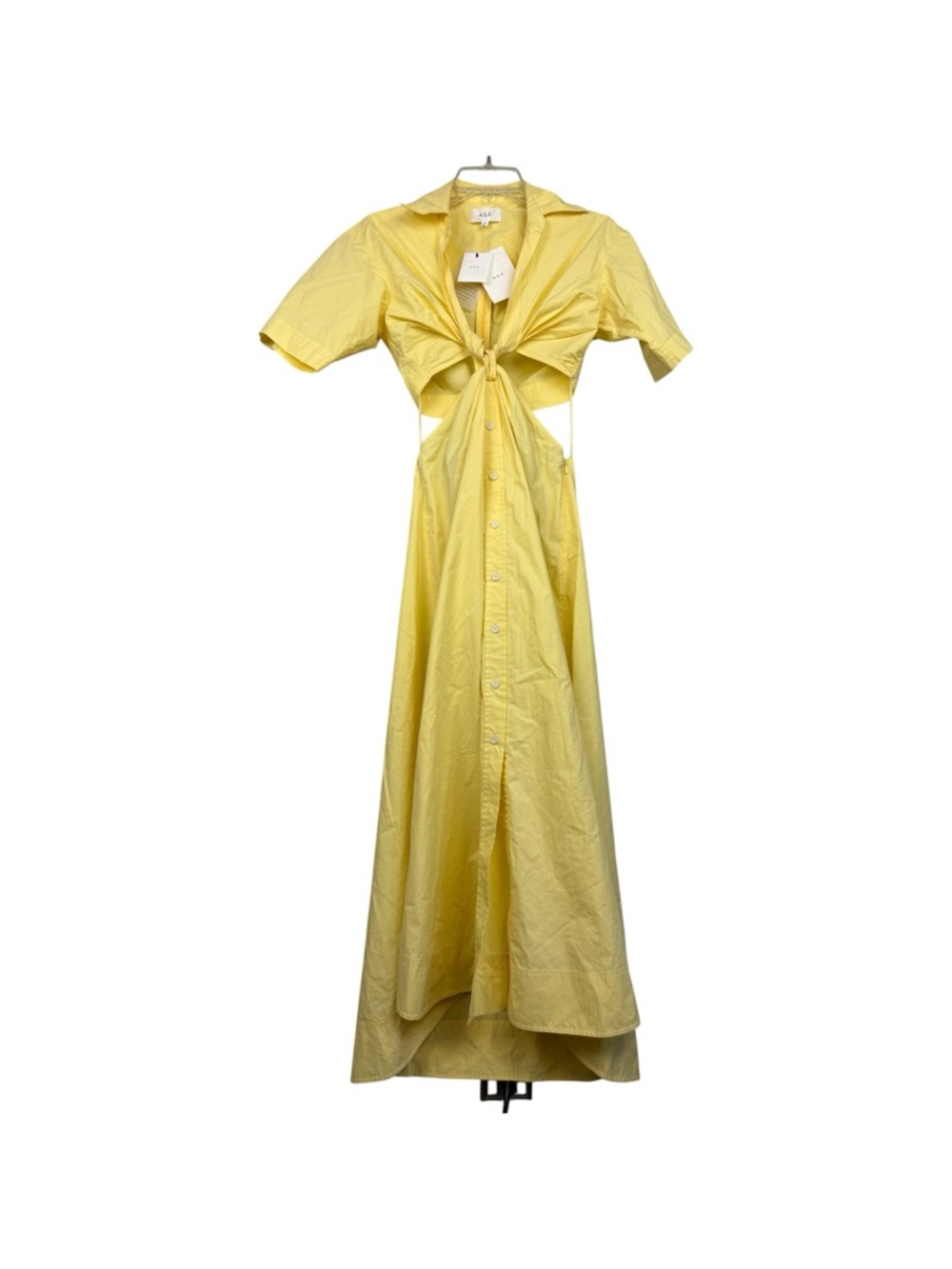 A.L.C. Georgia Yellow Button Twist Shirt Cutout Dress - Picture 2 of 8